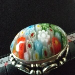 Fabulous Millefiori Design Ring Size 7 Stamped 925